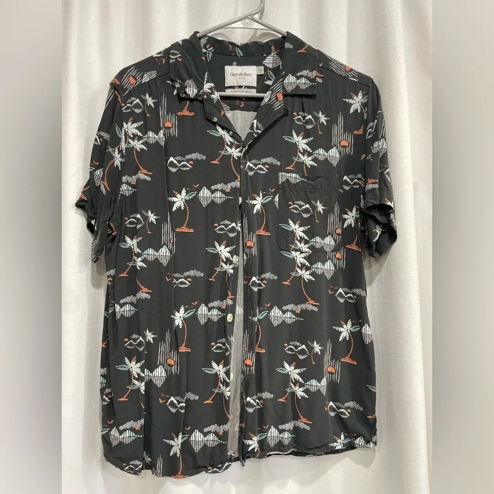 Goodfellow & Co. Hawaiian Shirt Mens Medium Palm Trees